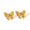 1 Pair Sweet Butterfly Bow Knot Plating Inlay 304 Stainless Steel Rhinestones Pearl 18K Gold Plated Drop Earrings Ear Studs