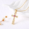 Copper ball chain 18K Gold Plated Plating Inlay Cross Zircon Pendant Necklace