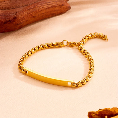 Elegant Solid Color Titanium Steel 18K Gold Plated Belcher Chain Bracelets In Bulk