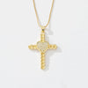 Copper box chain 18K Gold Plated Plating Inlay Cross Zircon Pendant Necklace