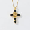 Copper box chain 18K Gold Plated Inlay Cross Zircon Pendant Necklace