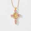 Copper box chain 18K Gold Plated Inlay Cross Zircon Pendant Necklace