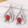 1 Pair Retro Water Droplets Heart Shape Rose Wood Drop Earrings