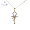 Copper cable chain 18K Gold Plated Plating Cross Snake Synthetic Cubic Zirconia Pendant Necklace