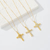 Copper box chain 18K Gold Plated Plating Inlay Cross Zircon Pendant Necklace