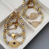 Jewelry Vintage Style Religion Classic Style Heart Shape Eye Copper Zircon Gold Plated Beaded Bracelets