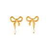 1 Pair Sweet Butterfly Bow Knot Plating Inlay 304 Stainless Steel Rhinestones Pearl 18K Gold Plated Drop Earrings Ear Studs