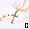 Copper cable chain 18K Gold Plated Plating Inlay Cross Zircon Pendant Necklace