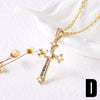 Copper cable chain 18K Gold Plated Plating Inlay Cross Zircon Pendant Necklace