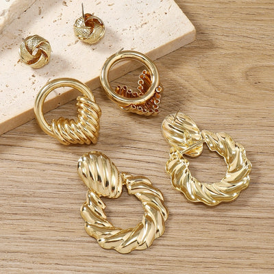 1 Set Elegant Luxurious Simple Style Geometric Hollow Out Alloy Earrings