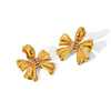 1 Pair Sweet Butterfly Bow Knot Plating Inlay 304 Stainless Steel Rhinestones Pearl 18K Gold Plated Drop Earrings Ear Studs