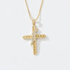 Copper box chain 18K Gold Plated Plating Inlay Cross Zircon Pendant Necklace