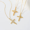 Copper box chain 18K Gold Plated Plating Inlay Cross Zircon Pendant Necklace