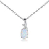 925 Sterling Silver Opal Zircon cable chain Inlay Geometric Pendant Necklace