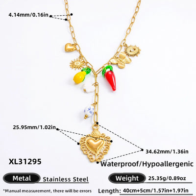 Jewelry Vintage Style Classic Style Sun Star Bow Knot 304 Stainless Steel Plating Multi Charms Necklace