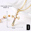 Copper cable chain 18K Gold Plated Plating Inlay Cross Zircon Pendant Necklace