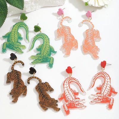 1 Pair Casual Classic Style Tiger Crocodile Arylic Drop Earrings