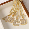 Copper Twisted Rope Chain 18K Gold Plated Plating Inlay letter Zircon Pendant Necklace