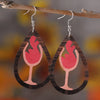 1 Pair Retro Water Droplets Heart Shape Rose Wood Drop Earrings