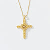 Copper box chain 18K Gold Plated Plating Inlay Cross Zircon Pendant Necklace