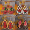 1 Pair Retro Water Droplets Heart Shape Rose Wood Drop Earrings