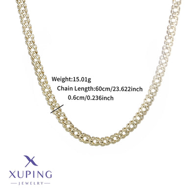 Copper Zinc alloy Cuban Link Chain Curb Chain 18K Gold Plated Plating Geometric Necklace