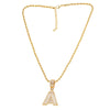 Copper Twisted Rope Chain 18K Gold Plated Plating Inlay letter Zircon Pendant Necklace