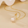 925 Sterling Silver Pearl Zircon cable chain Polishing Plating Hollow Out Geometric Pendant Necklace