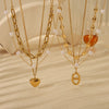 Jewelry Vintage Style Geometric Heart Shape 304 Stainless Steel 18K Gold Plated Plating Three Layer Necklace