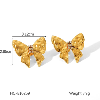 1 Pair Sweet Butterfly Bow Knot Plating Inlay 304 Stainless Steel Rhinestones Pearl 18K Gold Plated Drop Earrings Ear Studs