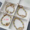 Jewelry Vintage Style Religion Classic Style Heart Shape Eye Copper Zircon Gold Plated Beaded Bracelets