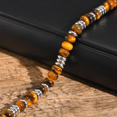 Vintage Style Punk Commute Geometric 304 Stainless Steel Agate Tiger Eye Agate cable chain Bracelets In Bulk