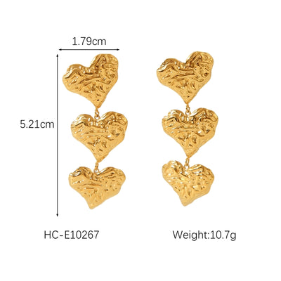 1 Pair IG Style Star Heart Shape Tassel Plating 304 Stainless Steel 18K Gold Plated Drop Earrings