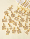 Copper Twisted Rope Chain 18K Gold Plated Plating Inlay letter Zircon Pendant Necklace