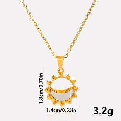 Jewelry Vintage Style Classic Style Sun 304 Stainless Steel Shell 18K Gold Plated Irregular Plating Pendant Necklace