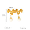 1 Pair Sweet Butterfly Bow Knot Plating Inlay 304 Stainless Steel Rhinestones Pearl 18K Gold Plated Drop Earrings Ear Studs