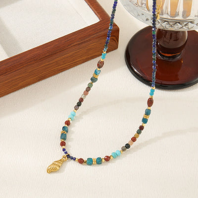 natural stone Copper Beaded Chain Beaded Irregular Necklace