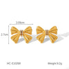 1 Pair Sweet Butterfly Bow Knot Plating Inlay 304 Stainless Steel Rhinestones Pearl 18K Gold Plated Drop Earrings Ear Studs