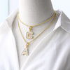 Copper Twisted Rope Chain 18K Gold Plated Plating Inlay letter Zircon Pendant Necklace