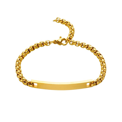 Elegant Solid Color Titanium Steel 18K Gold Plated Belcher Chain Bracelets In Bulk