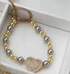 Jewelry Vintage Style Religion Classic Style Heart Shape Eye Copper Zircon Gold Plated Beaded Bracelets